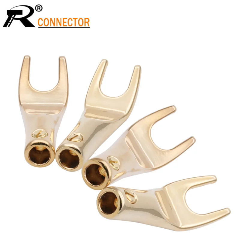 

4PCS Gold-plated Copper Banana Plugs U/Y Type High quality Banana Connector Speaker Wire Connector With double Screw locks