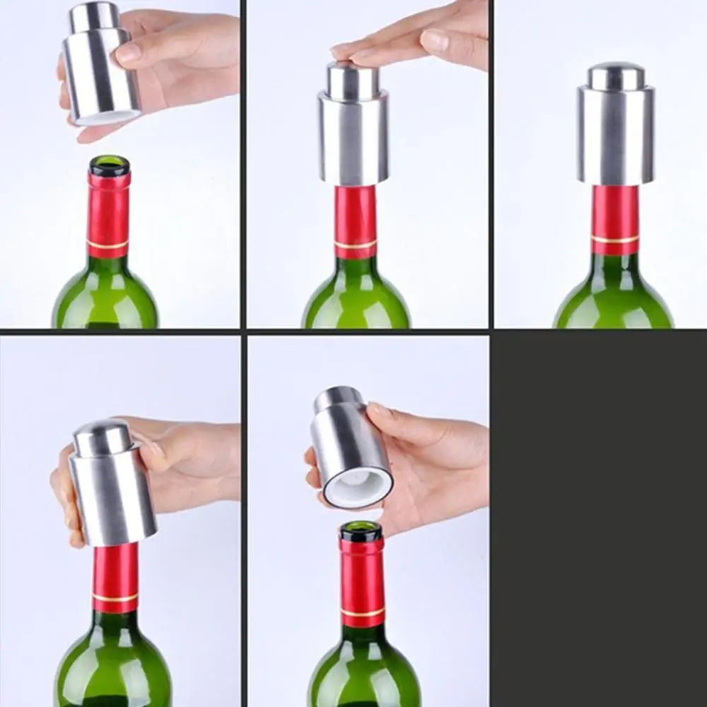 Кухня Нержавеющая сталь бутылки вина Пробка серебро вакуумного протектор
