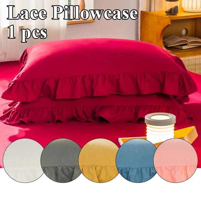 

1Pc 48x74cmLuxury Pillow Case European Princess Big Ruffle Pillow Cover Handmade Wrinkle Polyester Pillow Case Multicolor