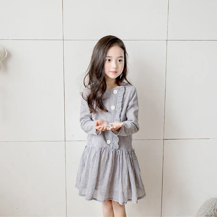 Школьные хлопковые платья для маленьких девочек весенняя одежда с длинными