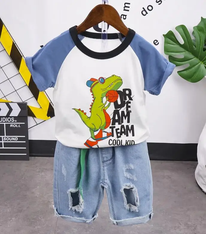 

Fashion New Summer Toddler Baby Boys Outfits Tracksuit Clothes Short Sleeve cartoon Tops T-Shirt Shorts Pants 2pcs Children Set