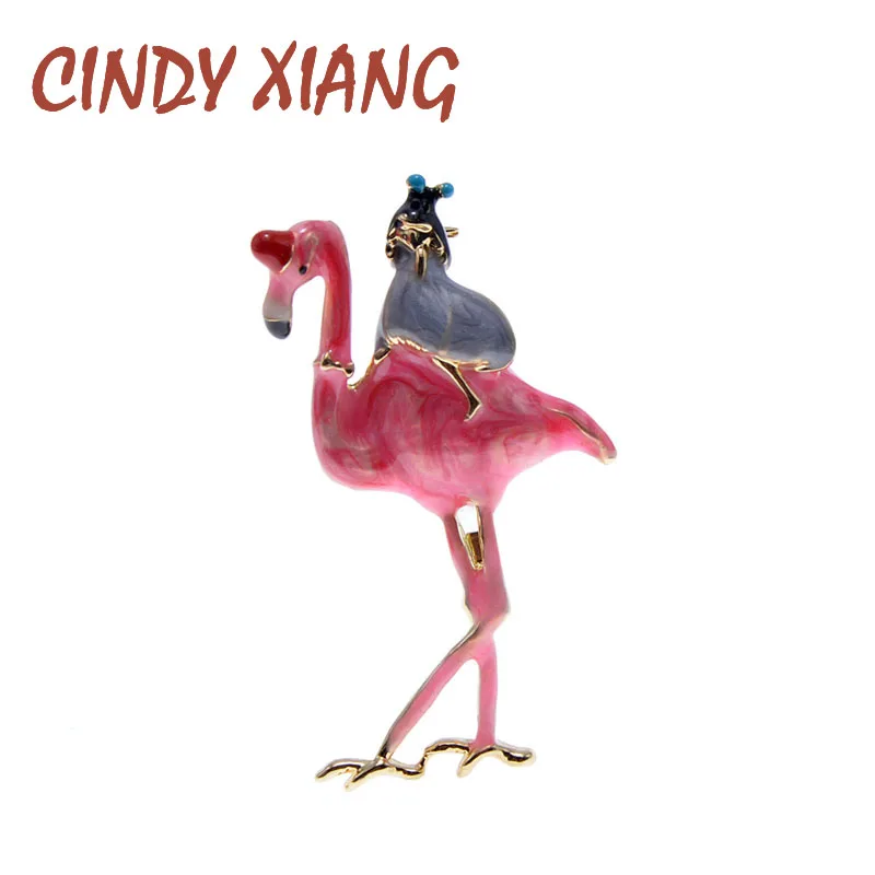 

CINDY XIANG Beautiful Pin Color Flamingo And Girl Brooch New Design Bird Pin 2 Colors Avaible Kids Jewelry Winter Accessories