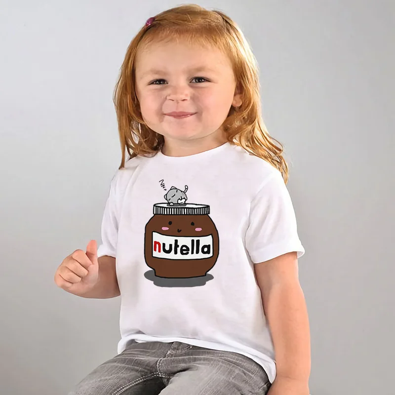 Детская футболка Nutella Kawaii с принтом забавная для маленьких мальчиков и девочек