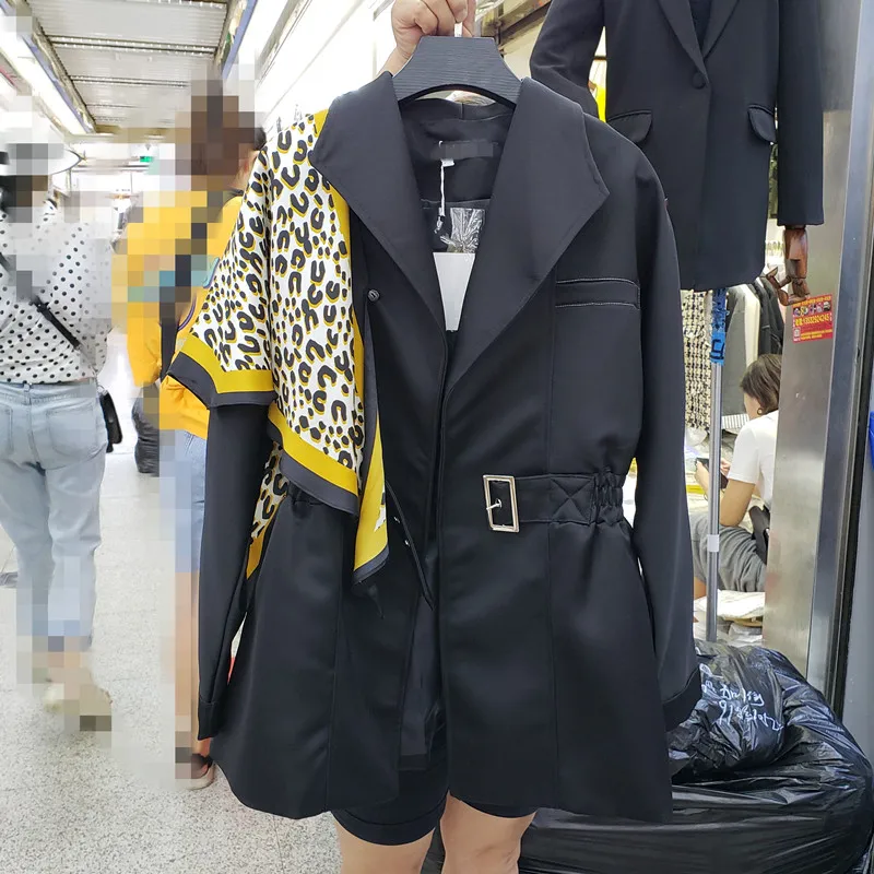 Getвесенний Женский блейзер с леопардовым принтом женский черный длинный рукав
