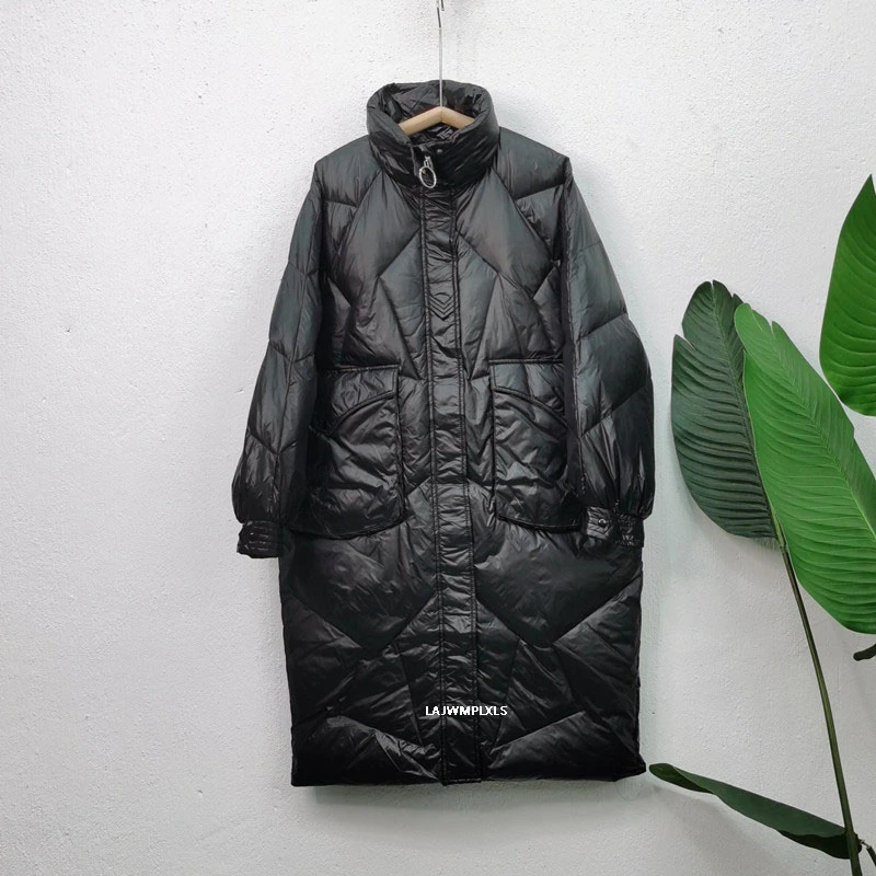 Женский плотный зимний пуховик с воротником стойкой длинная куртка большого