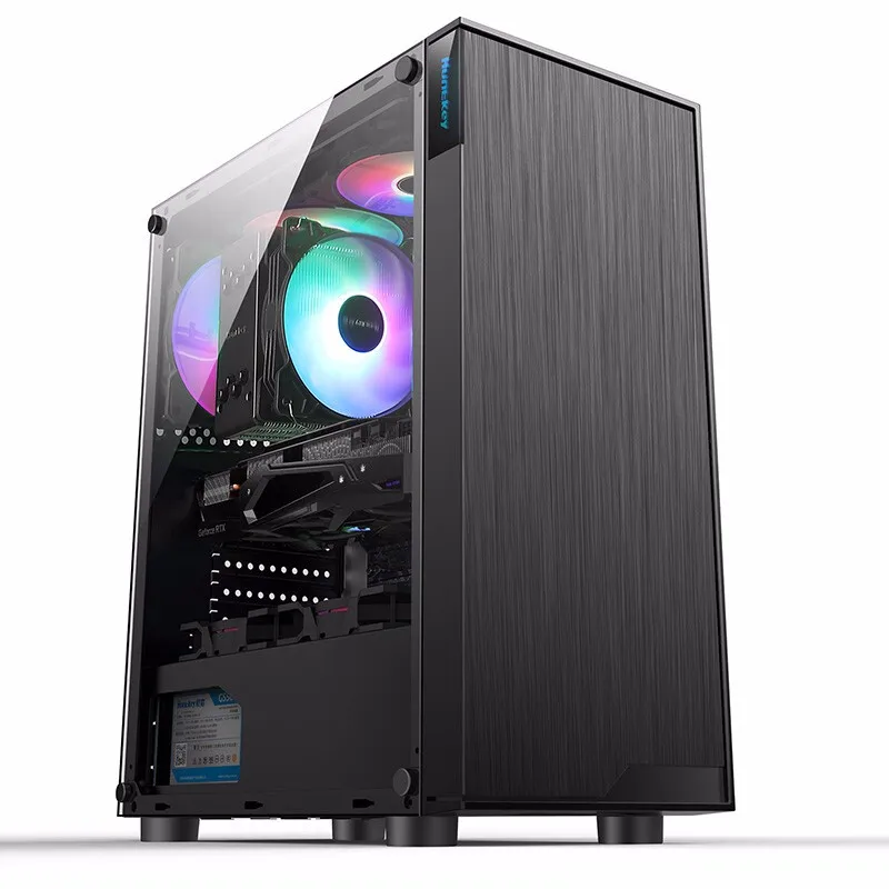 

Desktop Black Case Side Penetration / Support ATX / Gaming Computer Case / Support Long Graphics Card Featured for Home/Office