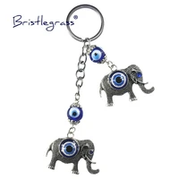 bristlegrass turkish blue evil eye rhinestone elephant key chains ring holder lover keychain amulet lucky charm blessing pendant