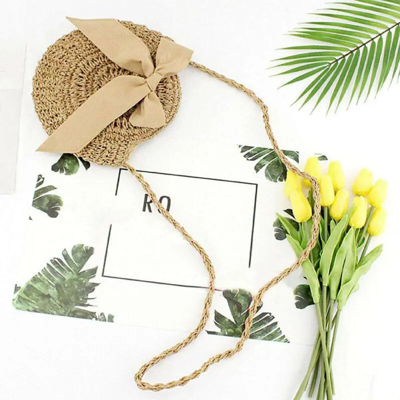 Женская соломенная сумка летняя пляжная через плечо из ротанга Бамбуковая