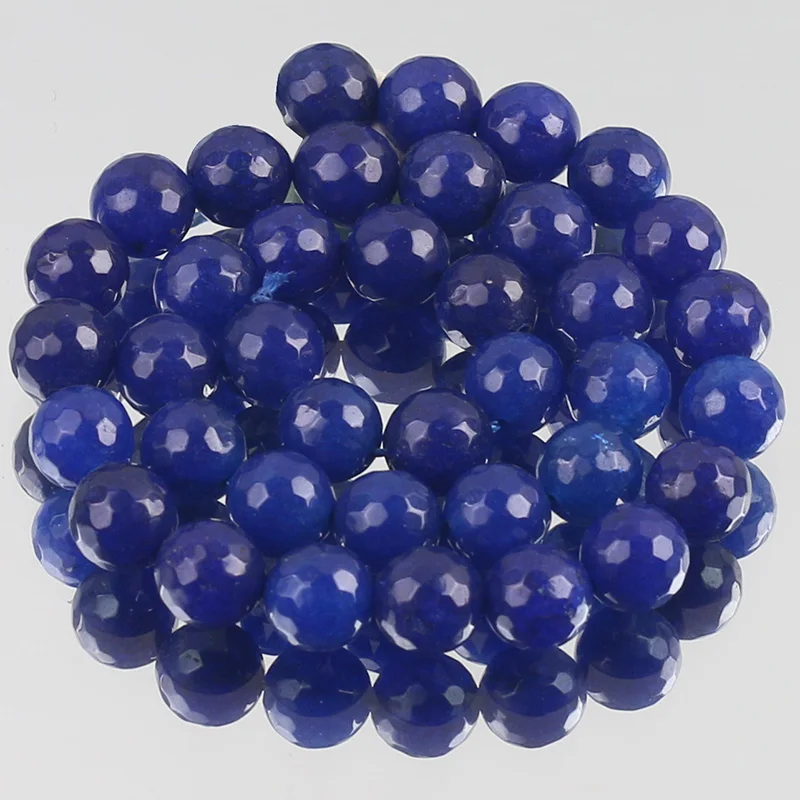

Natural Stone Faceted Blue Jades Chalcedony Beads Loose Spacer Beads For Jewelry Making DIY Bracelet Necklace 6/8/10mm