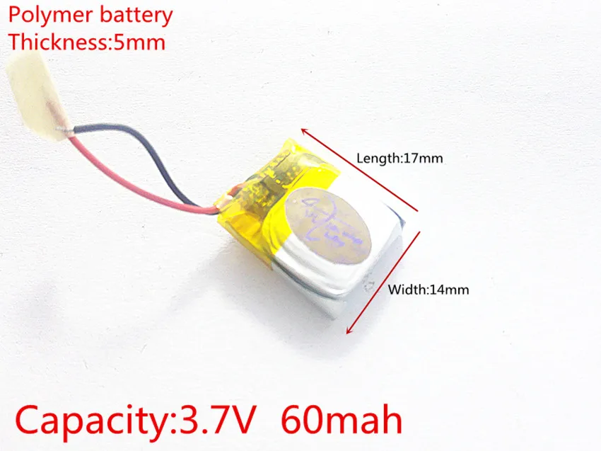 3.7V 60mAH 501417 PLIB polymer lithium ion / Li-ion battery for GPS mp3 mp4 mp5 dvd bluetooth model toy mobile | Электроника