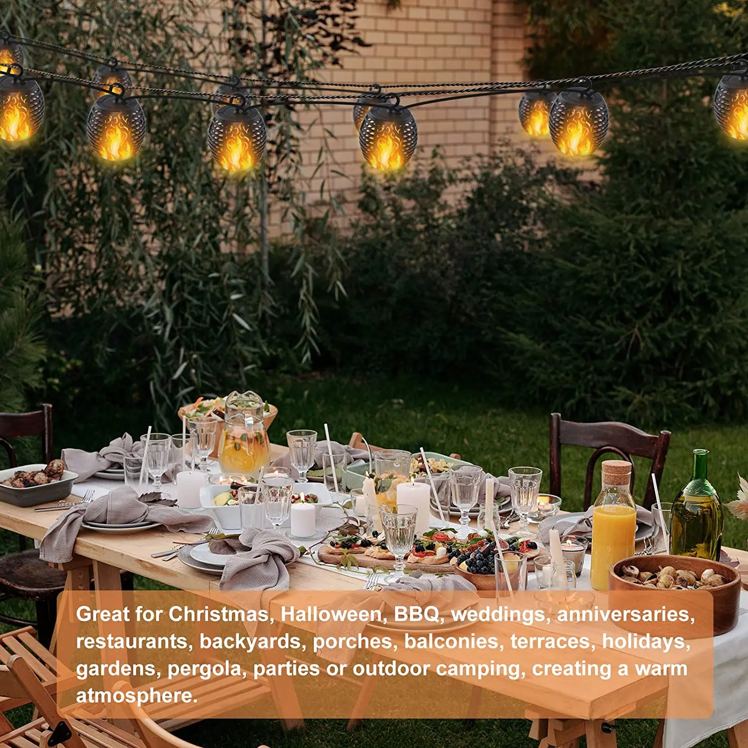 

Outdoor Solar Lanterns Garden LED String Lights Solar Lamps Waterproof Hanging Lantern Decoration Patio Flickering Flame Lights