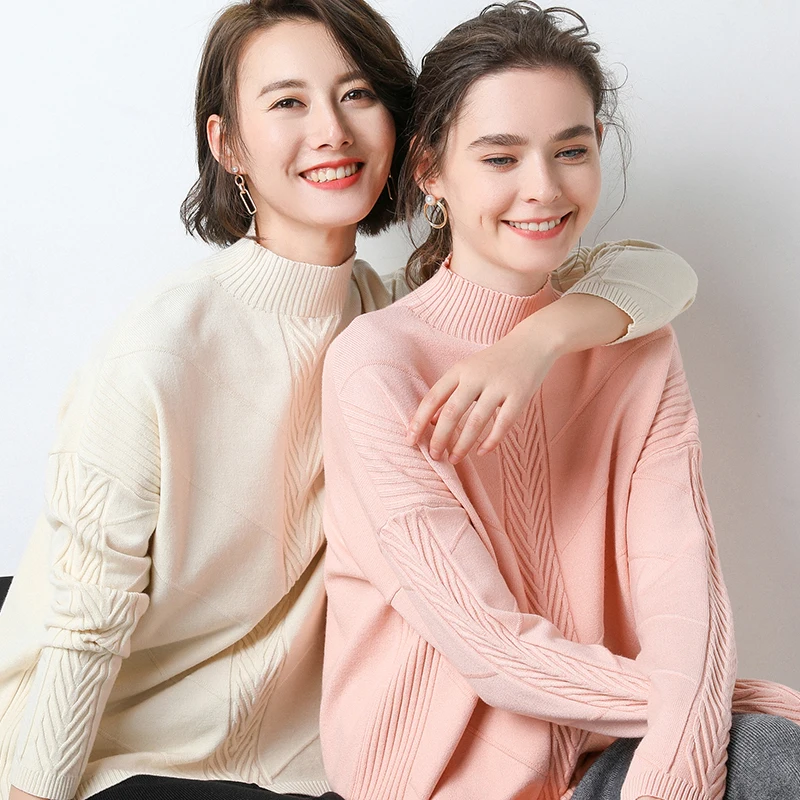 

half turtleneck sweater women casual full sleeves short pullover winter warm tops female jacket knitted jumpers