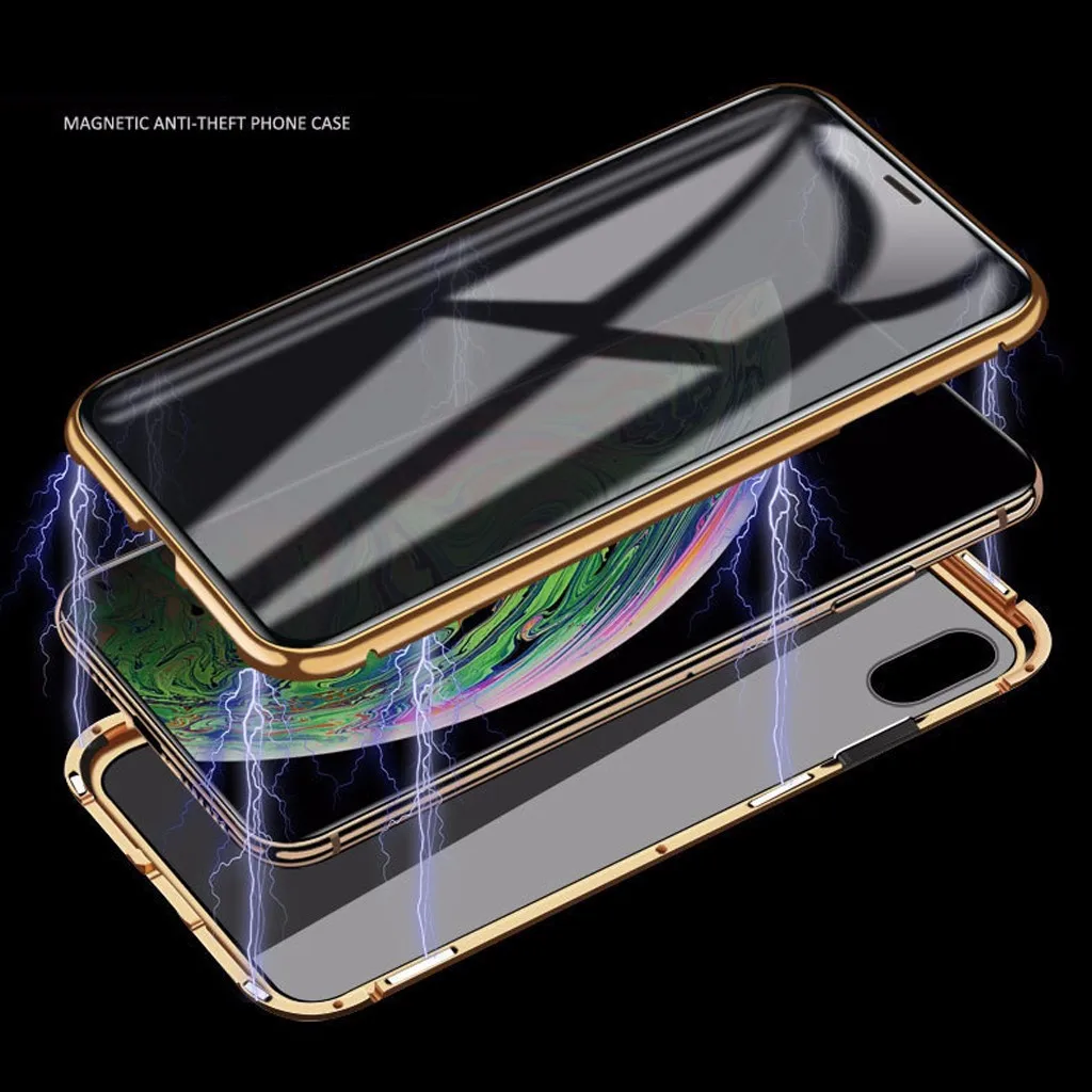 Для iPhone 7/8 Plus 5 дюймов Магнитный адсорбционный металлический бампер стеклянный