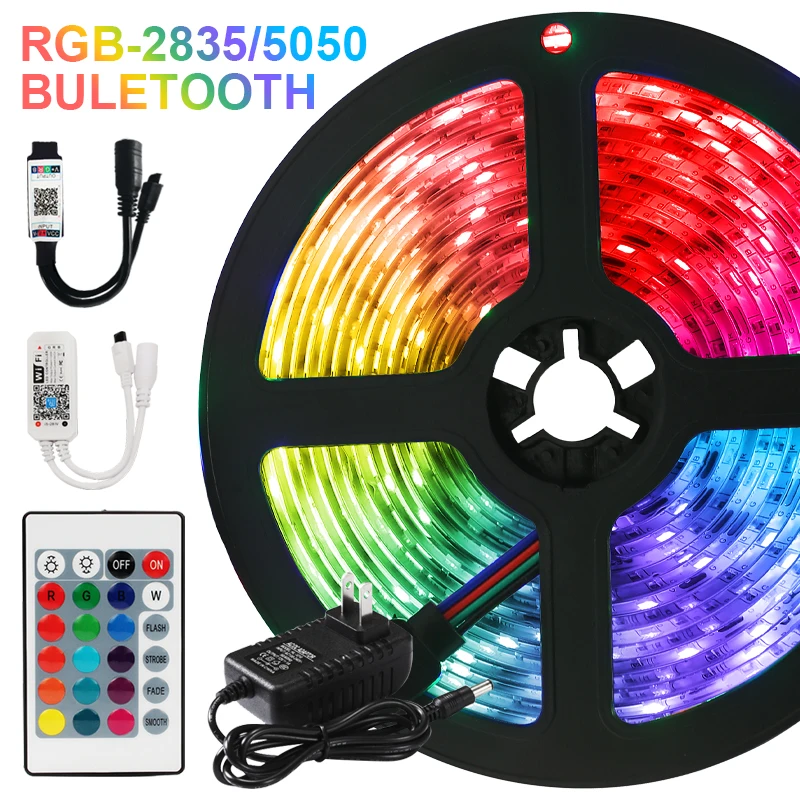 

12V Led Strip Lights Lighting Neon Tape Lamp Waterproof With Remote For Room RGB Flexible Adapter LED5050/2835 Led Ribbon Strips
