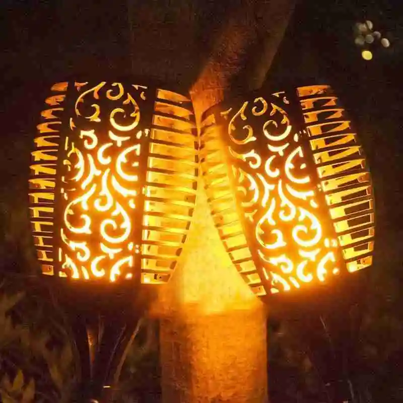 

51/72/96 LED Solar Flame Lamp Outdoor Safety Waterproof Light Flicker Lights Torch Lights Garden Decoration Automatic On Dusk