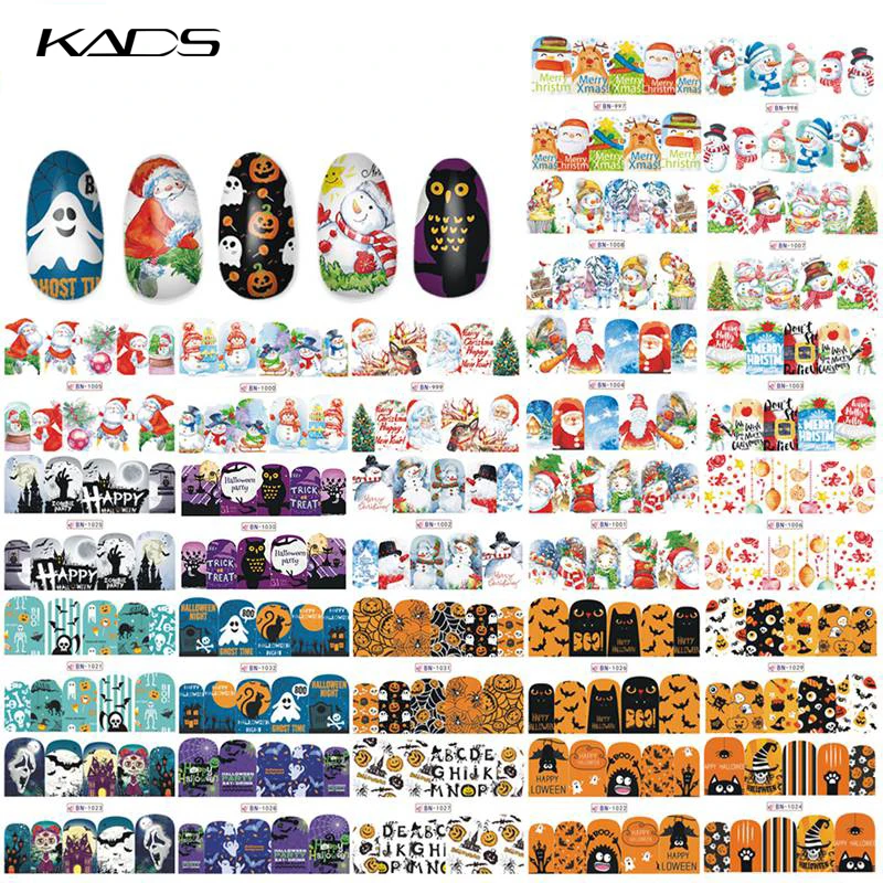 KADS 48 шт наклейки для ногтей Рождество Хэллоуин серия Снеговик Санта Ловец снов