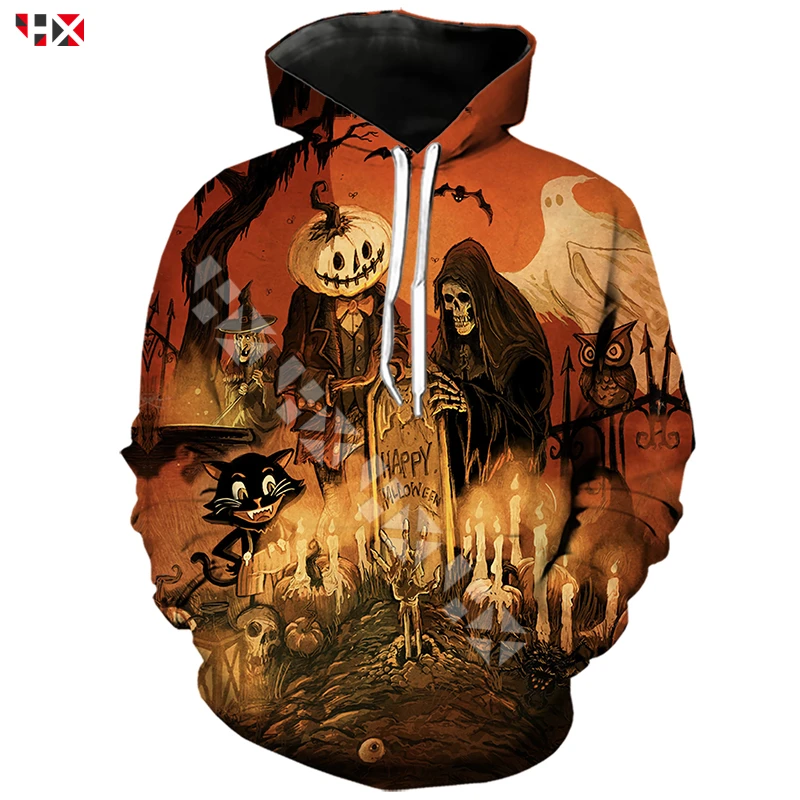

New Happy Halloween Pumpkin Men Women Sport Sweatshirt Hoodie 3D Print Unisex Sportswear Casual Streetwear All-match Tops U021