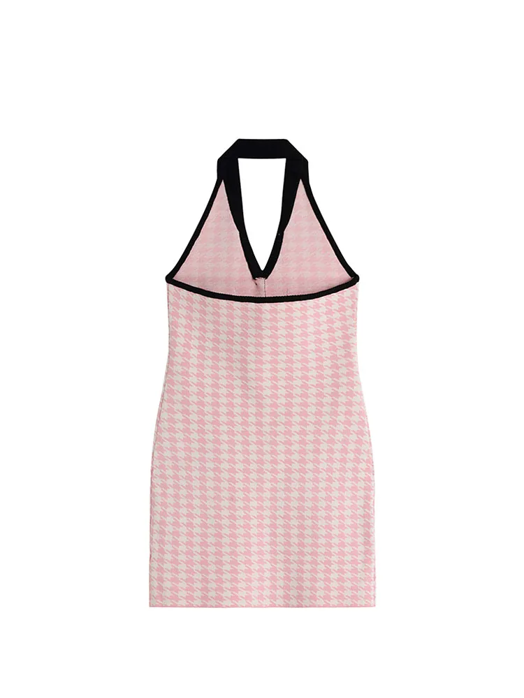 Весеннее женское платье модный дизайн с открытыми плечами винтажное клетчатое