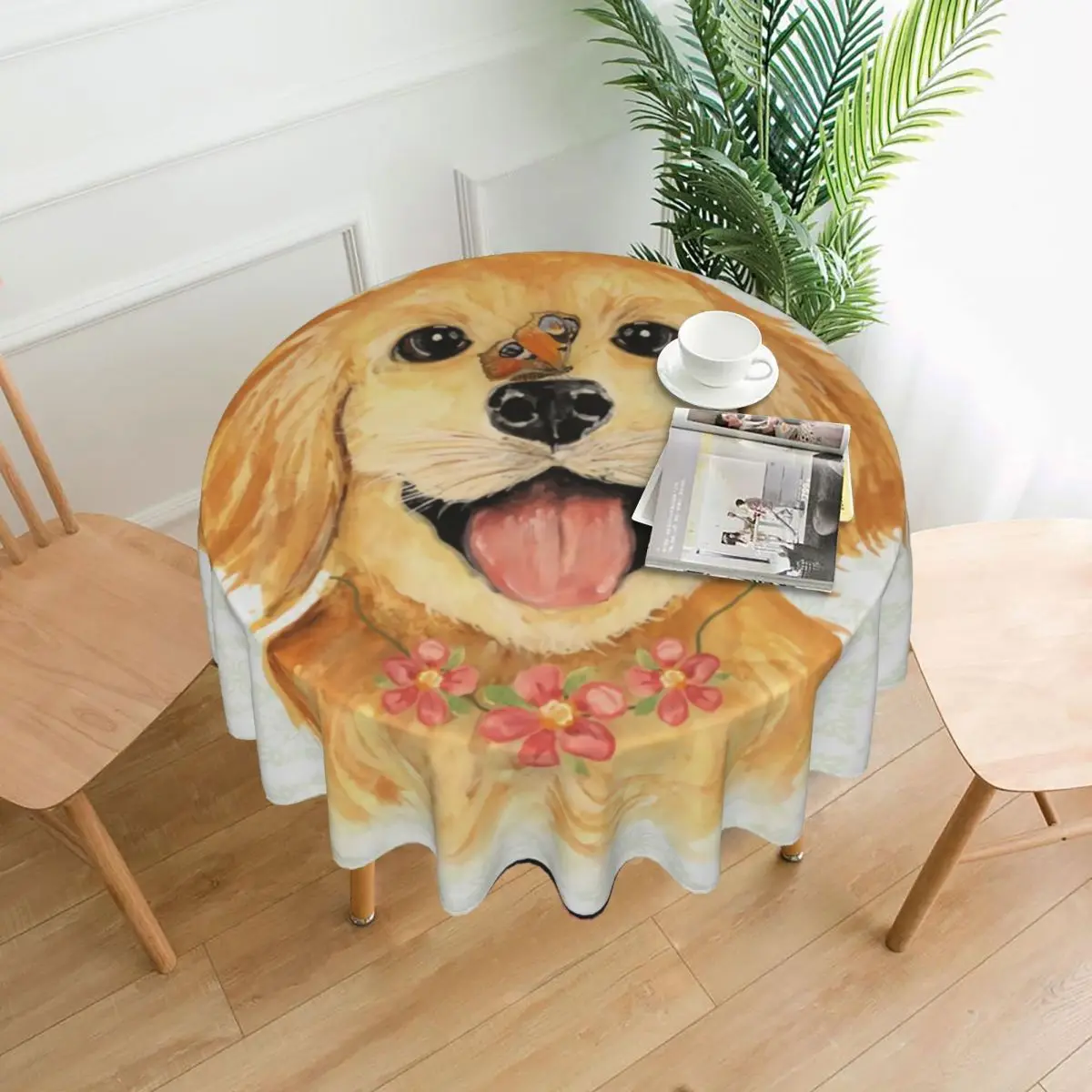 Скатерть с изображением собаки золотистого ретривера скатерть для стола из