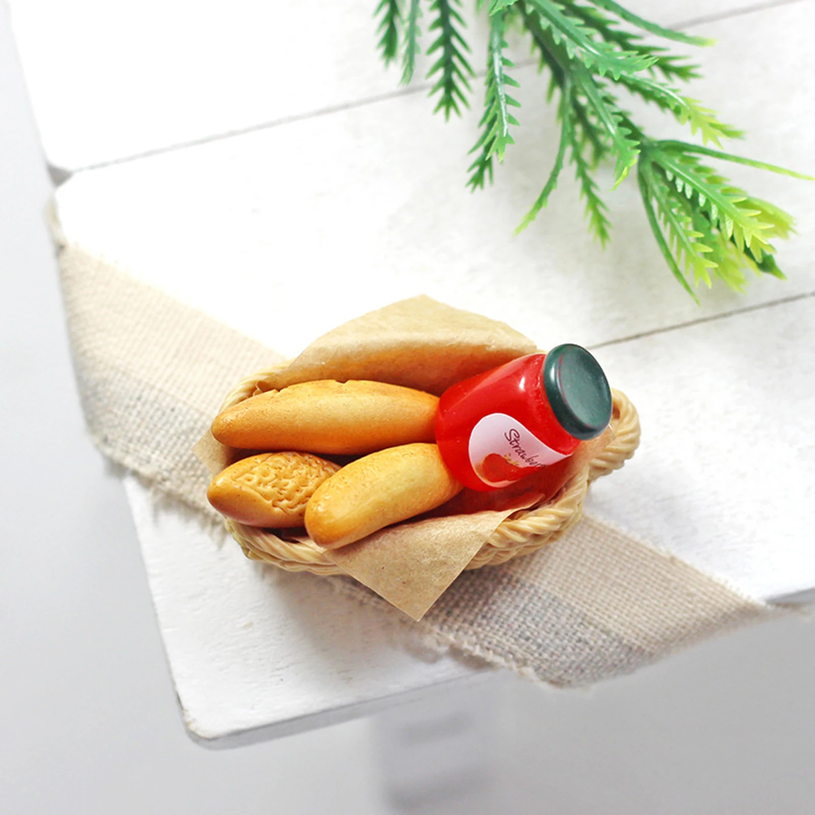 

1/12 Food 1/6 Mini Bread Basket Set for Doll House Decor Accessories Toys