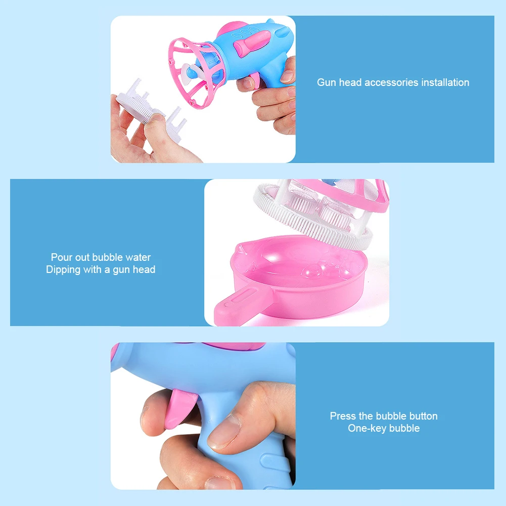 

Children Summer Fun Game Shooter Dual Use Kids Toy Outdoor Bubble Blower Machine With Fan Gift Cartoon Manual Battery-operated