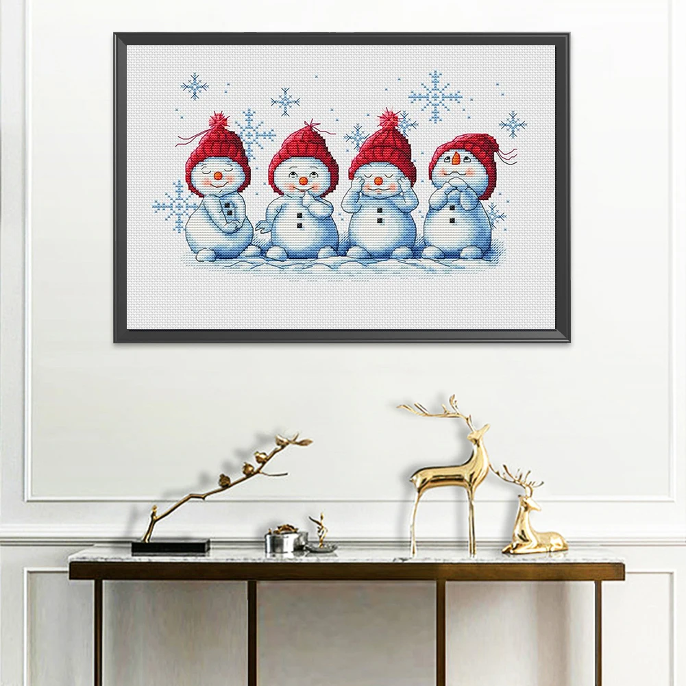 11CT штампованный DIY Снеговик наборы для вышивки крестиком искусство на холсте