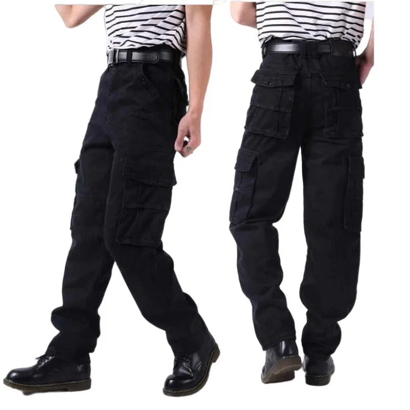 Men Jeans Multi-Pocket Cargo Jeans Hip-hop Denim Pants Men's Large Pocket Denim Trousers Increase Men Casual Skate Jeans
