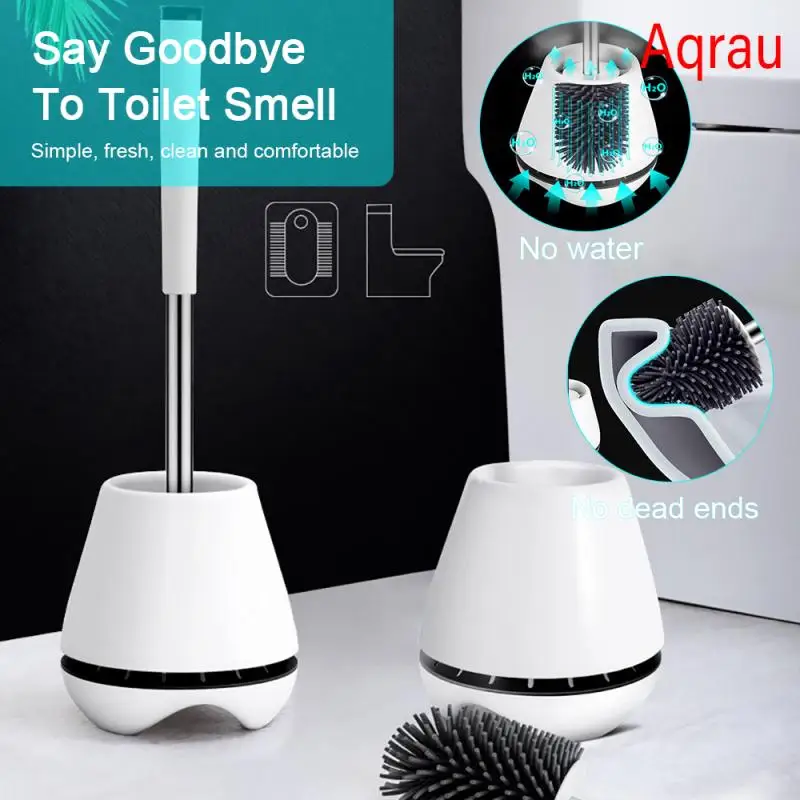 

TPR Toilet Brush With Holder Set Silicone Bristles For Floor Bathroom Cleaning Clean Corner Protect The Toilet Bathroom Fixture