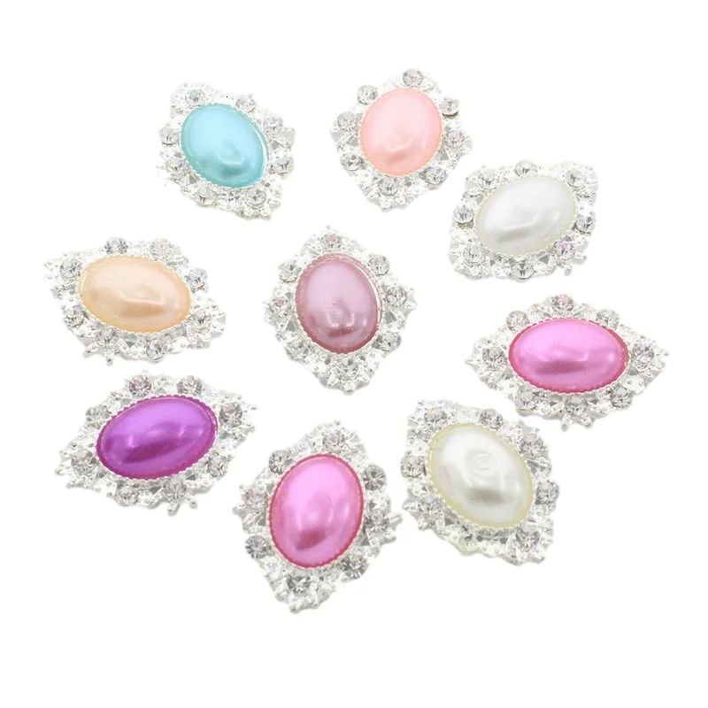 Новинка пуговицы с жемчугом и стразами плоским дном для цветов центральное