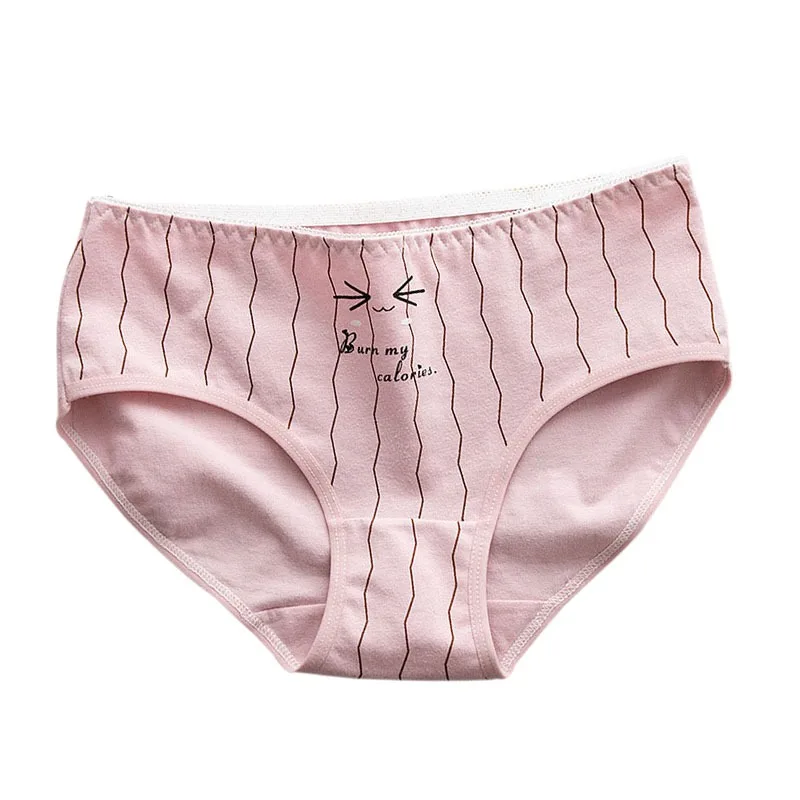 Женское нижнее белье хлопковые трусы в полоску с буквенным принтом для девушек