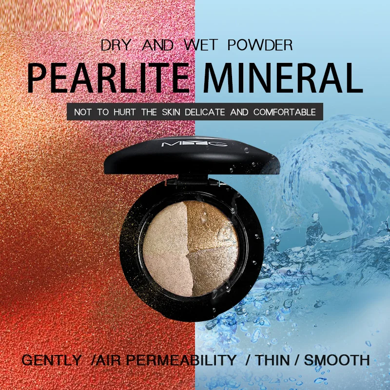 Палетка теней для век MYG 4 цветов запеченные Пудровые Тени блестящая Натуральная