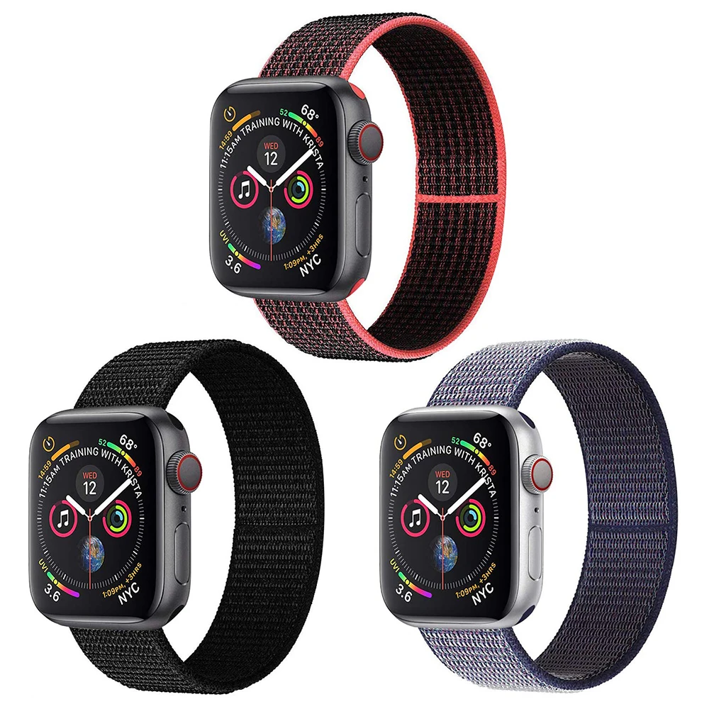 Нейлоновый ремешок для часов для Apple Watch Series 3 2 1 38 мм 42 мм мягкая дышащая Замена Спортивная петля для Iwatch Series 4 5 44 мм 40 мм