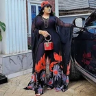 Комплект из двух предметов, женские топы неправильной формы с принтом, с рукавами-воланами и V-образным вырезом, свободные широкие брюки с высокой талией, африканские модные костюмы, Новинка