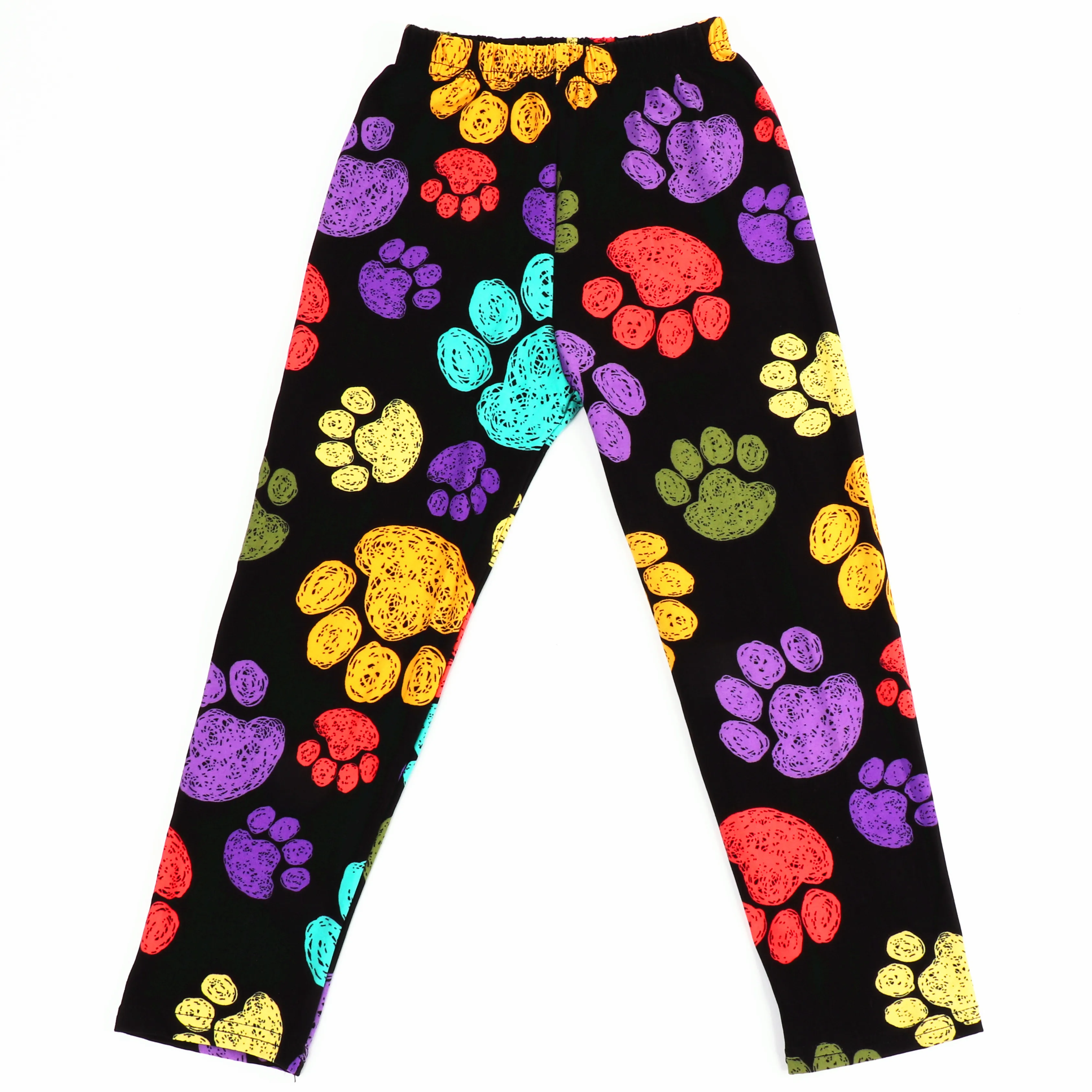 

Colorful cartoon dog paw print Buttery Super Soft Good Quality Fashion Velvet Kids Leggings