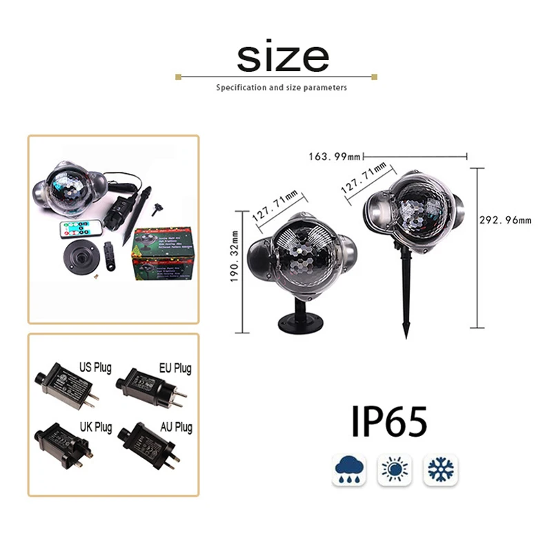 Мини светильник IP65 движущийся снег уличный садовый лазерный проектор