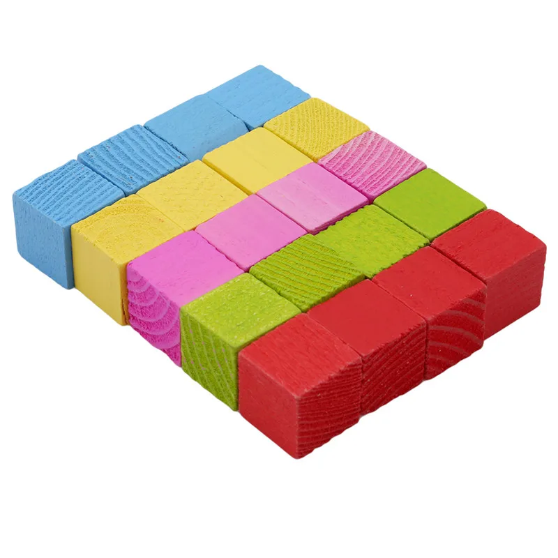 

20pcs/Set Muticolor Montessori Wood Cube Blocks Bright Assemblage Block Early Educational Early Learning Toys For Kids Children