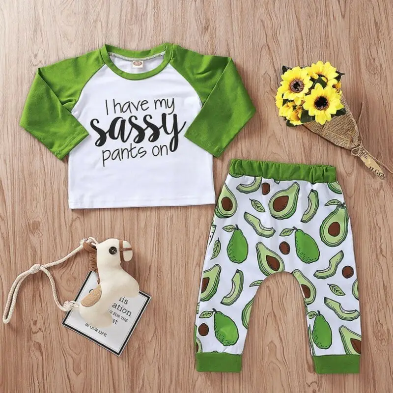 Emmababy осень 2019 Одежда для новорожденных мальчиков и девочек футболка штаны