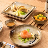 japanese retro dishes plates ceramic rice noodle bowl serving decorative cake dinner plates household vaisselle tableware df50zc