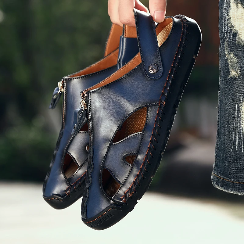 

Mens Sandals Outdoor Sandalet Erkek Sandale Ete Homme Sandals Men Leather Genuine Sandalia Rasteira Man 2019 Summer Shoes Beach