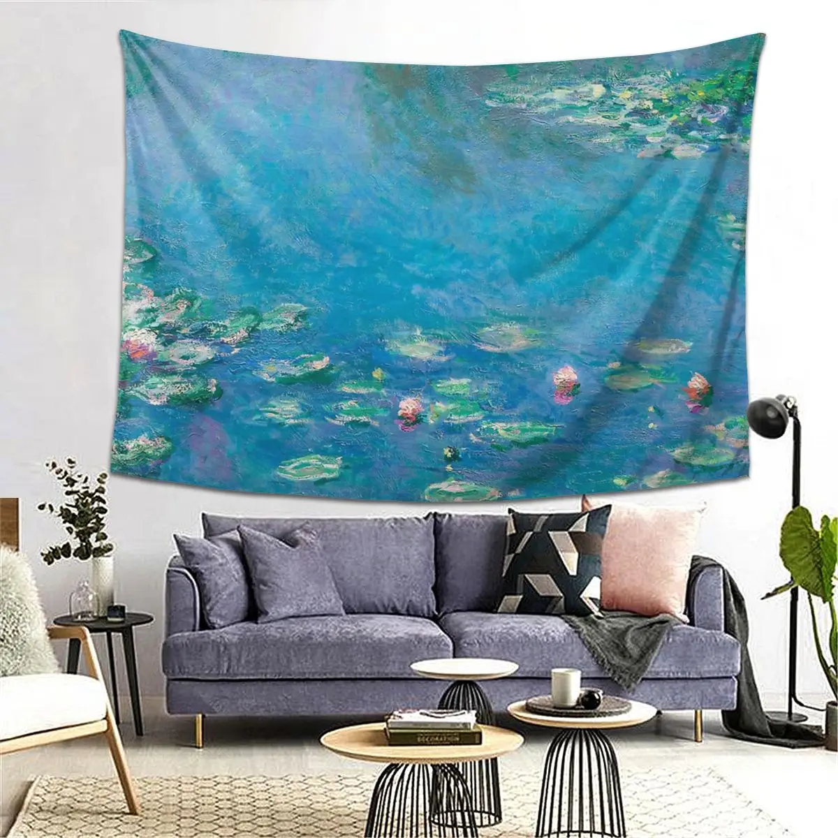 Кувшинки Клода Моне гобелен Одеяло Настенный декор искусство французский Винтаж