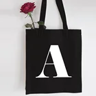 Вместительная холщовая Черная Женская сумка в стиле Харадзюку, многоразовый шоппер с надписью на английском алфавите, индивидуальный тоут