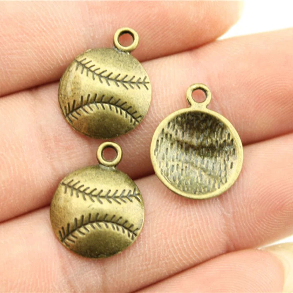 

20pcs 15x15mm Pendant Tennis Ball Baseball Charm Pendants For Jewelry Making
