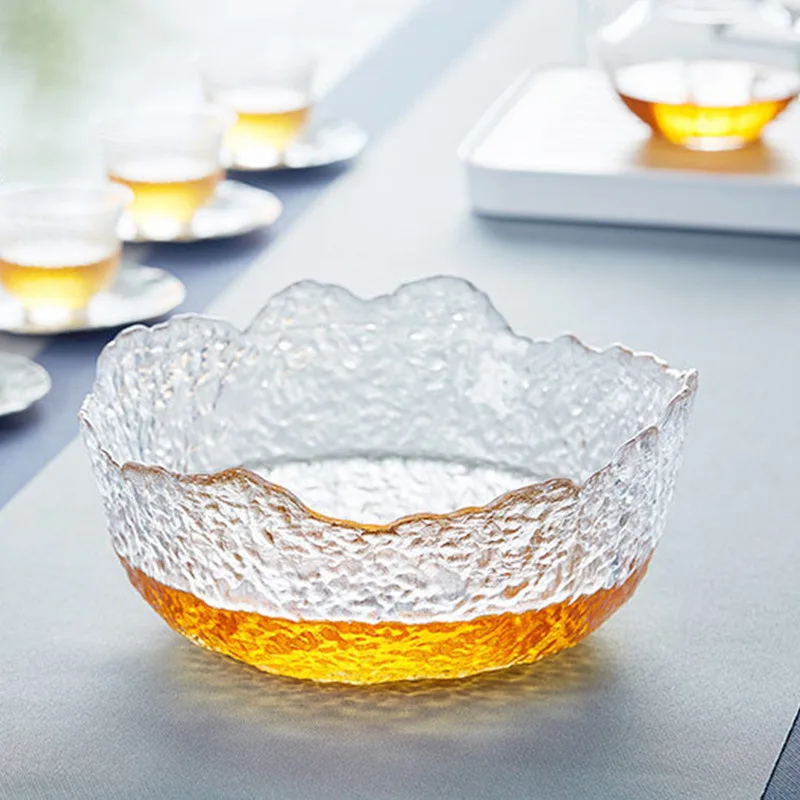 Cup High capacity Handmade hammer stripe heat-resistant glass washed fruit plate Tea residue bucket Kung Fu tea set accessories