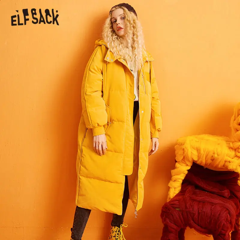 Женский кожаный пуховик с капюшоном ELFSACK розовый однотонный в стиле пэчворк