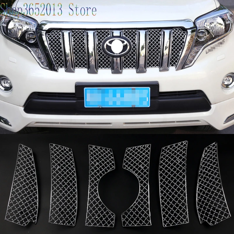 

Аксессуары для стайлинга автомобиля, подходят для Toyota Prado Fj150 2014-2017, нержавеющая Передняя решетка для решетки радиатора, решетка для защиты о...