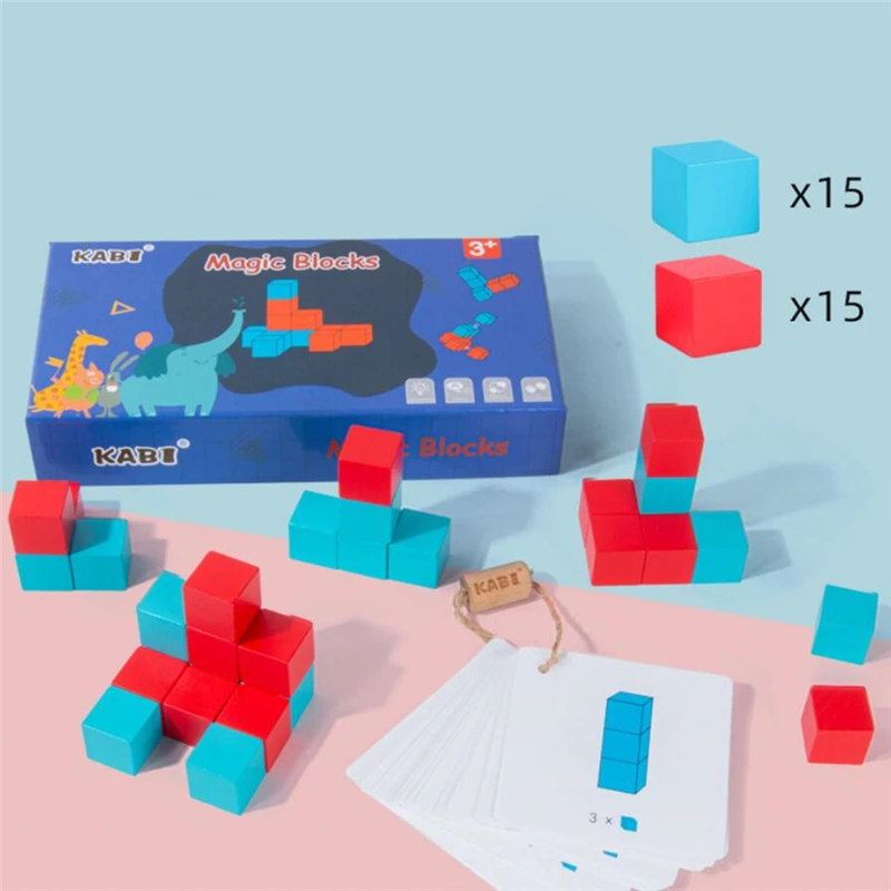 

Kid Blocks Early Educational Colorful Wooden Cubes Blocks Children Building Blocks Kids Color Geometric Wooden Squares Toys