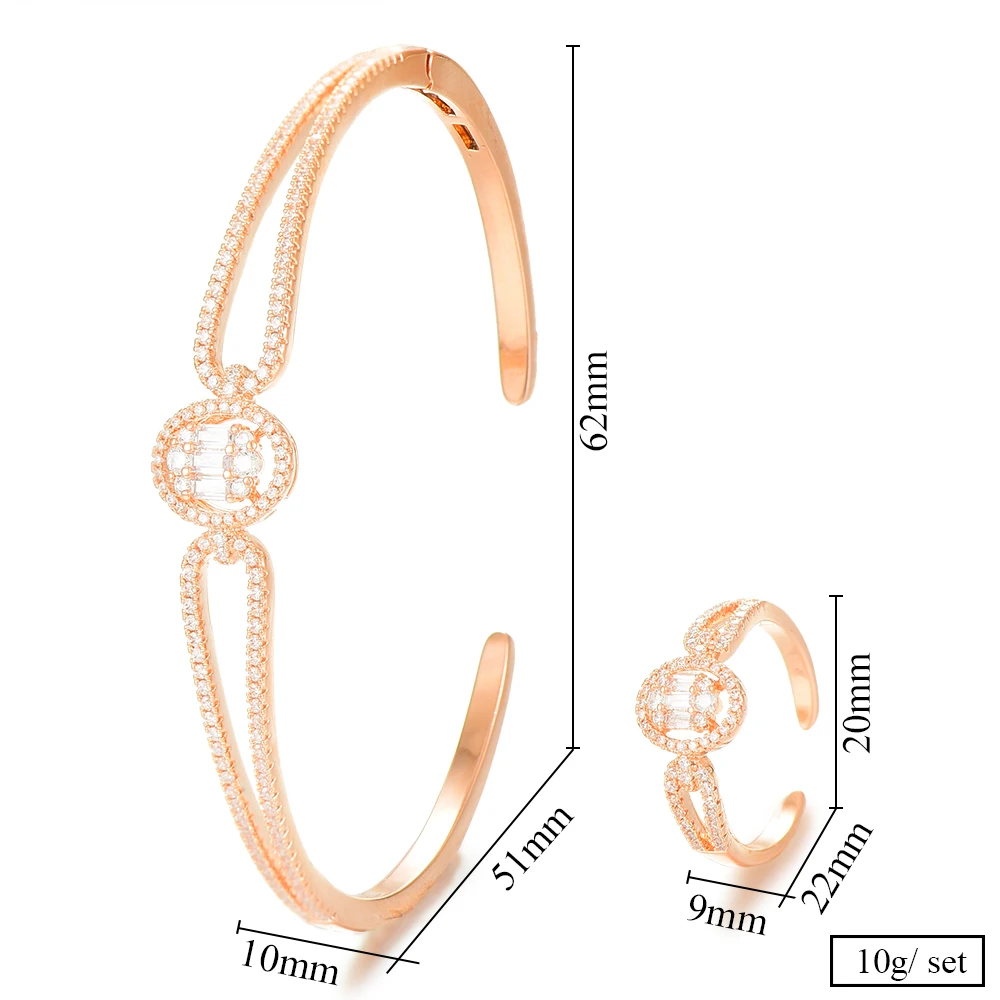 

missvikki Brand Luxury Romantic Bangle Ring Sets for Women Wedding Dubai Bridal Bangle Ring Sets aretes de mujer modernos