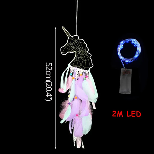 Hanging with LED C Вечерние принадлежности с единорогом, подвесное украшение, единорог, перо, ручная работа, для детей, для спальни, украшения, ремесло, подарок, украшения для дома - Цвет: Hanging with LED C