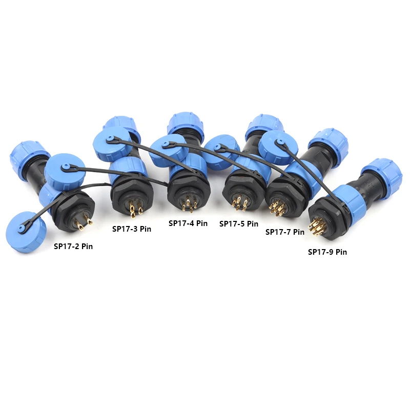 SP17 IP68 задняя гайка тип Электрический водонепроницаемый разъем 2/3/4/5/7/9 Pin