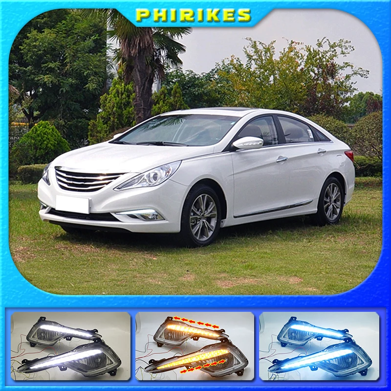 

2 шт. DRL Противотуманные фары Крышка Габаритные огни лампы для фар 12V дневной свет для Hyundai Sonata 8 2013 2014